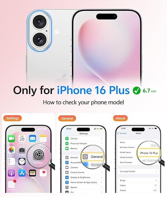 FNTCASE til iPhone 16 Plus-deksel med skjermbeskytter, MagSafe-kompatibel, klar matt, støtsikker skall i militær kvalitet, lys rosa Light pink