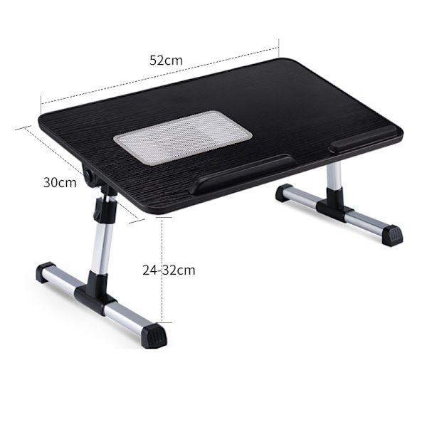 Laptopbord med fläkt Sängbord Fällbart litet bord Student sovsal studie bord Enkelt svart
