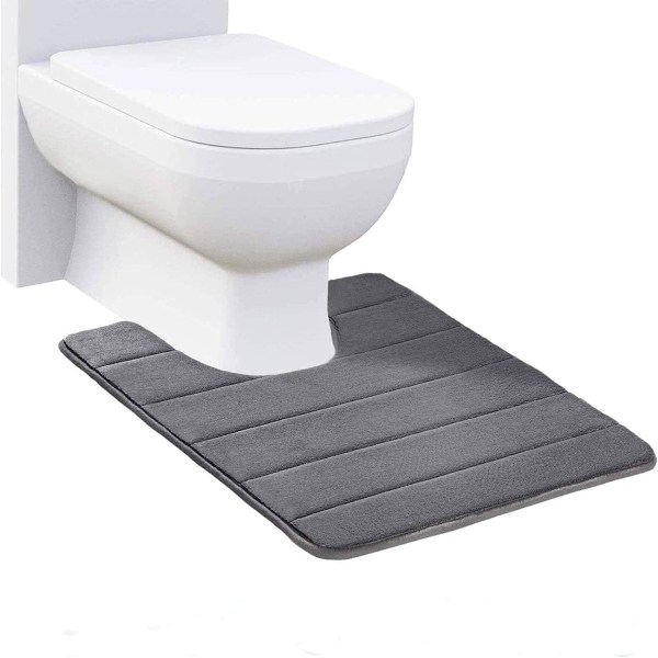 Kylpyhuonematto, Memory Foam Contour WC-kylpymatto, U-muotoinen liukumaton, imukykyinen paksu, pehmeä pestävä kylpyhuonematto, 20" x 24" (tummanharmaa)