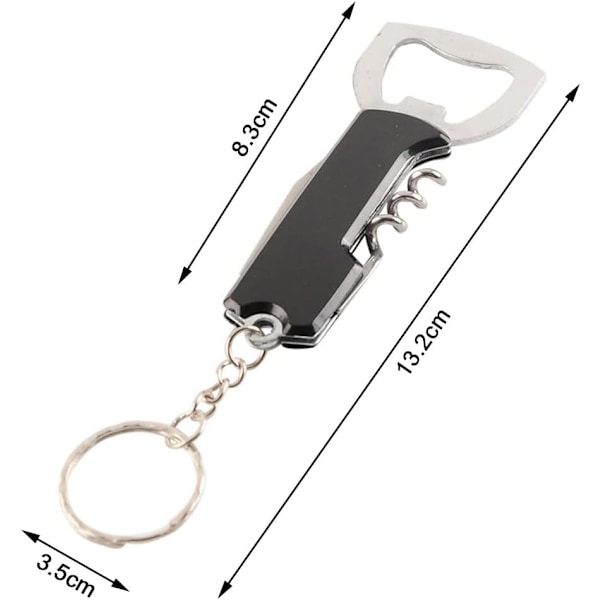 3-pack multifunktionell vinflasköppnare nyckelring flasköppnare för servitörer och bartendrar (silver)