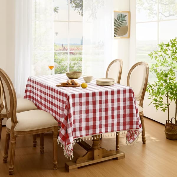 1 st Gingham Duk röd Utomhus Duk Rektangulär 140x200 cm Avtorkningsbar Bomull Toffs Boho Dukar Vattentålig, 55x78 Tum red
