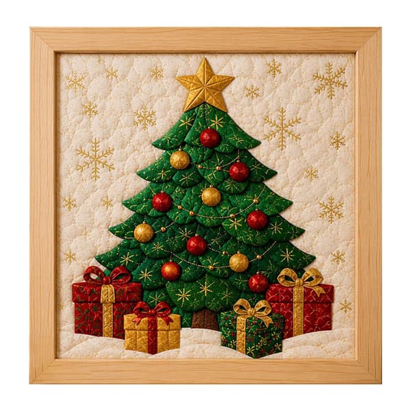Kinusaiga stoffkunstsett | DIY 3D jule stoff poke kunstsett for voksne Christmas Tree
