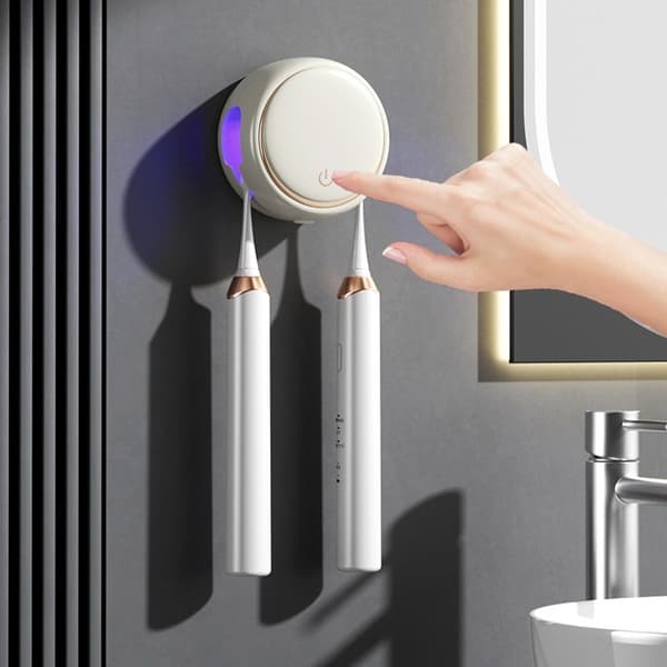 Smart UV tannbørstesterilisatorholder - Veggmontert elektrisk tannbørstedesinfeksjonsboks hvit