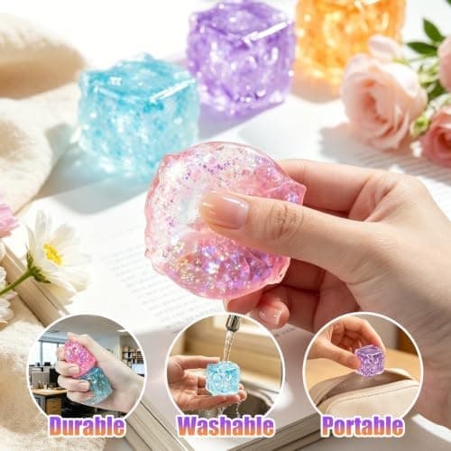 4-pack ost-squishy, mini-squishies ost-stresskub, långsamt stigande glitter sensorisk fidget-leksak för vuxna barn ångestlindring kontor klassrum 4pcs Ice Cheese