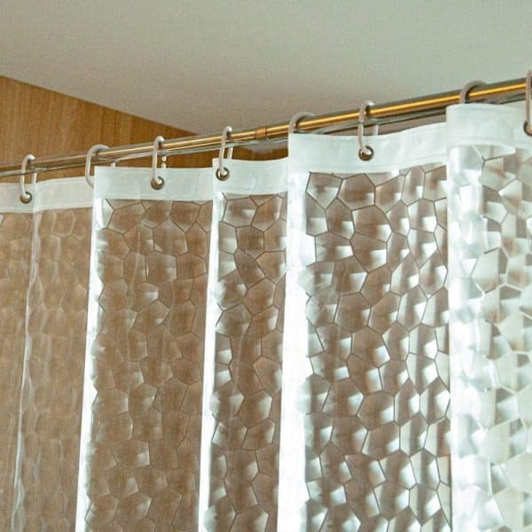 Vattentätt duschdraperi 180×180 cm – Med bottenmagnet, vikt & 3D-vattenkubsmönster