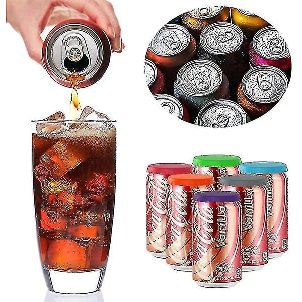 Soda burk lock, 6-pack återanvändbara silikonburkar för läsk/dryck/öl, passar standard sodaburkar (flerfärgade)