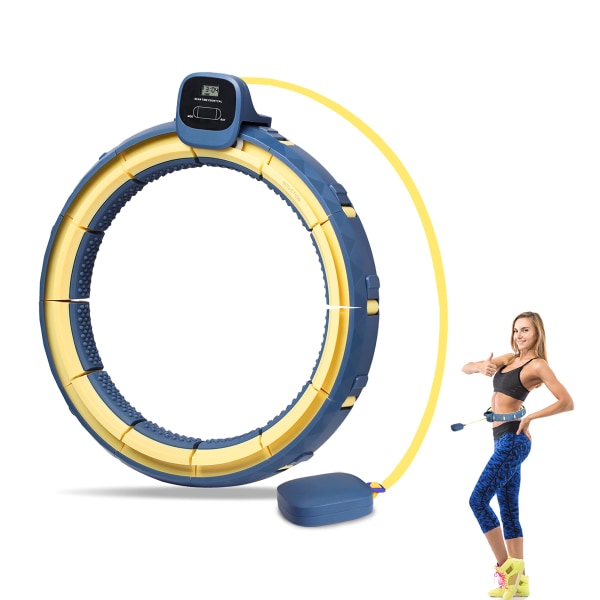 Vægtet Hoola Smart Hoop til Voksne Børn, Træningsmassage 2 i 1 Ikke-faldende vægtet Fitness Hoop med 16 aftagelige knob 360° Auto-Spinning