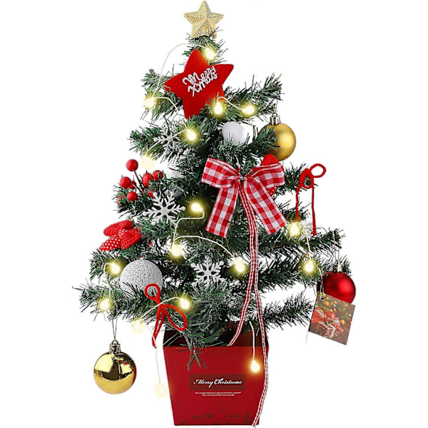 Kunstig Juletre med LED-lys 45cm Mini Juletre Bord Juletre Lite Juletre med Base