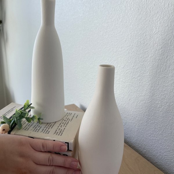 Keramikvas Matt, Vas Vit, Blomvas i Minimalistisk Stil, Deco Handgjord Mini Vas för Pampas Grass ,Vit,B