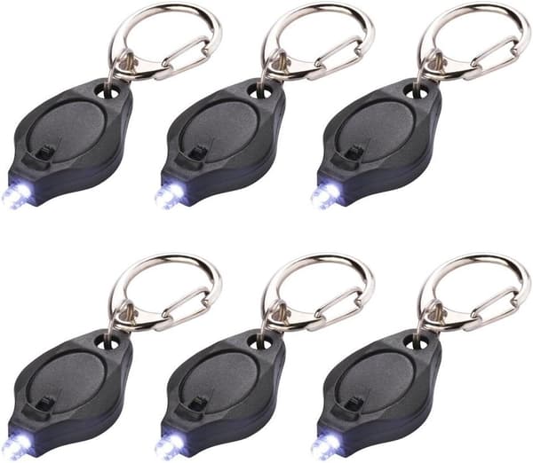 Mini LED Lommelygte Nøglering Ultra Lys Nøgleringslys med Krog (Sort) Hvidt Lys