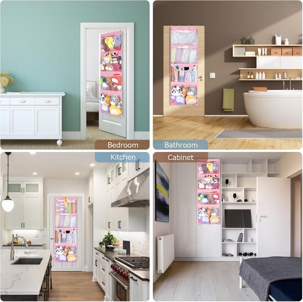 Over Door Opbevaring Bamse Hængekøje Legetøjsopbevaringsnet Blødt Legetøj (1 stk, pink) pink
