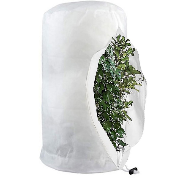 Frostbeskyttelsesposer til planter, genanvendelige plantebeskyttelsesdæksler med snøretræk, vinterhavefleeceposer White S-60x80cm