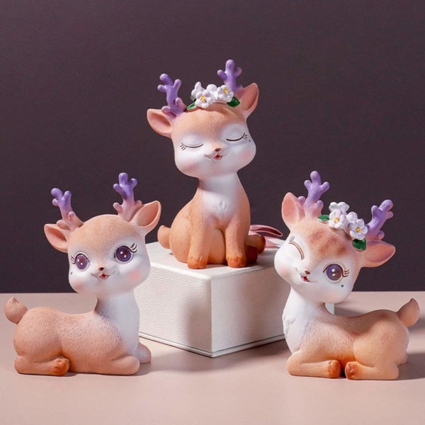 Deer Figurines Cake Topper - Woodland Animal Doe Fawn työpöydän koristelu söpöt pienoispatsasjuhlakoristeet