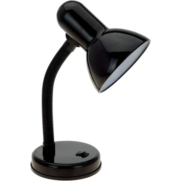 Basal Metal Skrivebordslampe med Fleksibel Slangehals til Kontor, Stue, Soveværelse, Kollegieværelse, Bogreol, Sort
