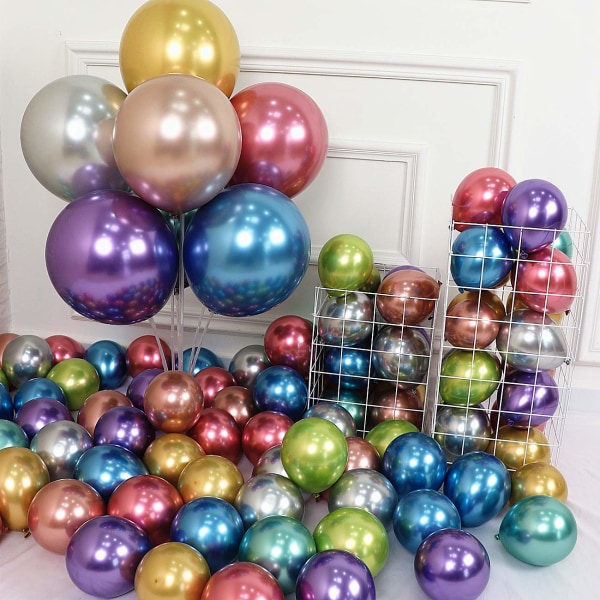 Juhlailmapallot 12 tuumaa 50 kpl Erivärisiä Metallilateksiilmapalloja Syntymäpäivä Helium Ilmapallot