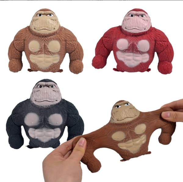 Stræk gorilla legetøj, stresslegetøj, klemme gorilla legetøj, stressreducerende fidget legetøj stress klemme gorilla legetøj brown