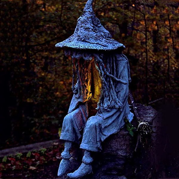 Utendørs heksespøkelseslys, solcelled LED heks hagelys, Halloween spøkelsesstatue Halloween hjem hagedekorasjon