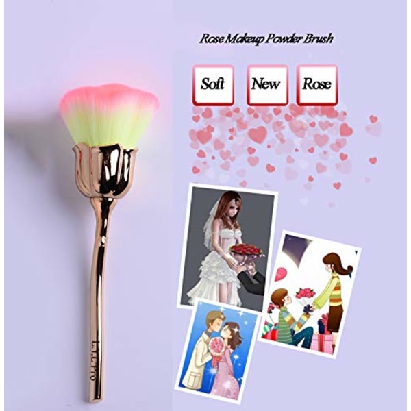 Rose Makeup Brush Blush Brush Super Large Face Powder Makeup Børster til Powder Cosmetic（gul + pink）