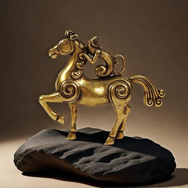 Antik Messing Solid Langhale Hestefigur Miniature Ornament A6