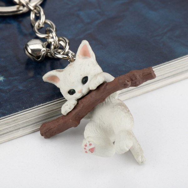 1Pcs e Animal Cat Keychain Naughty Cat With Branch Play Pendant
