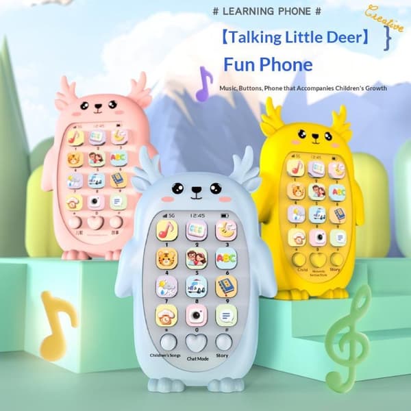 e Hjorteformet Babytelefonlegetøj Multifunktionel Baby Tyggemusik Blue