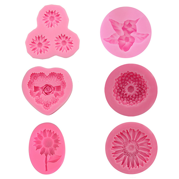 3d Daisy Flower Shape Silikoneform Chokolade Kage Bage Deko E