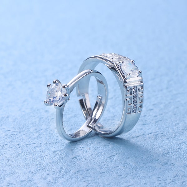 1Par Klassisk Par Resizeable Forlovelsesring Menn Dame Rhinen 02