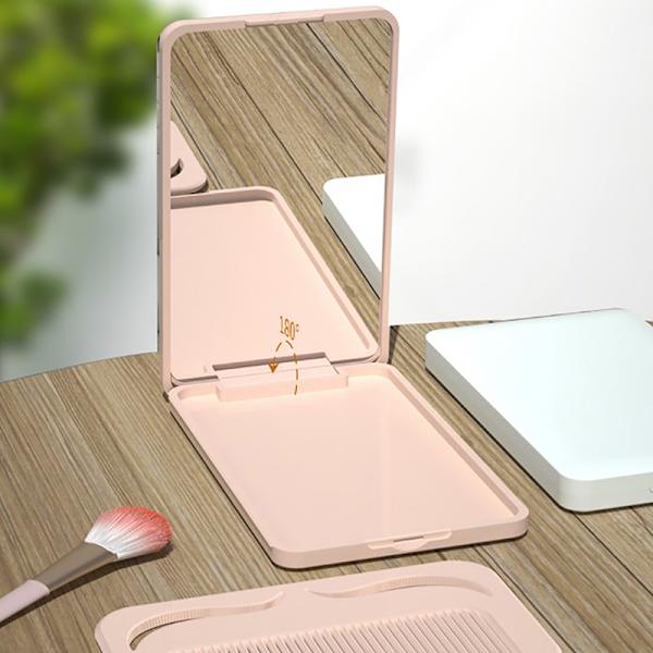 Liten spegelkam Set Enfärgad Mode Portable Fold Makeup White