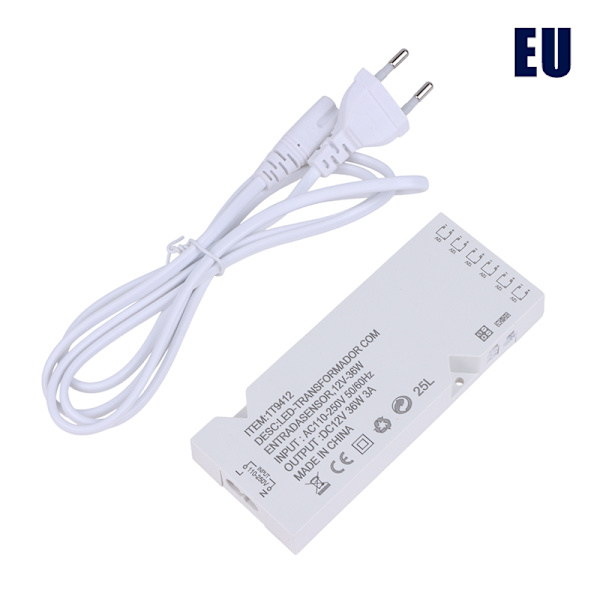EU US Plug LED-belysningstransformator DC12V 18/24/36W strømadapter EU 36W