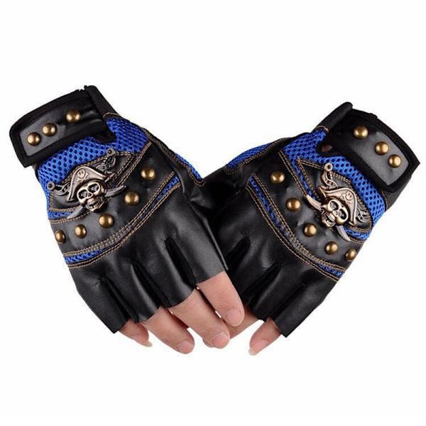 1 Par Skulls Nitte PU Læder Fingerløse Handsker Mode Hip Hop Red