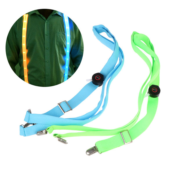 LED-hängslen för män Vintage Elastisk Y-form justerbar byxa Wi 3(green)