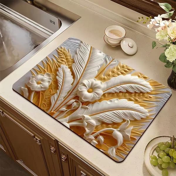 Fargerik hvit blomsterdreneringsmatte A52