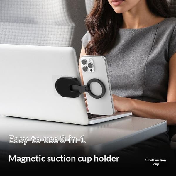 Bærbar magnetisk telefonholder og selfiestang 3-i-1 foldbar T A4