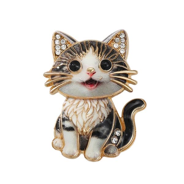 e Siddende Kat Brocher Til Kvinder Unisex Rhinestone Dejlig Kat A4