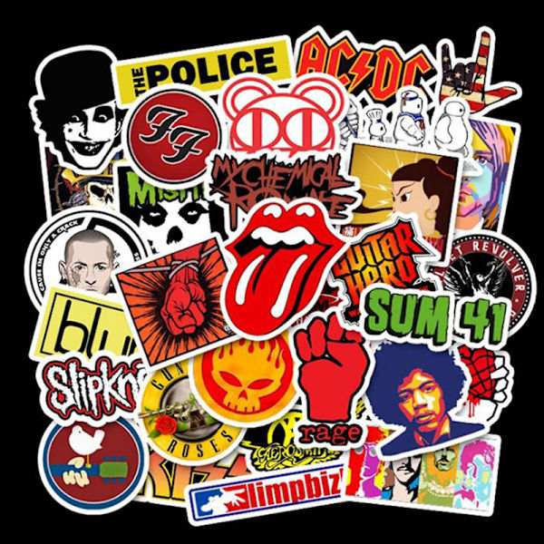 50 st Rock Band Sticker Graffiti Gitarr Laptop Skateboard Lugga