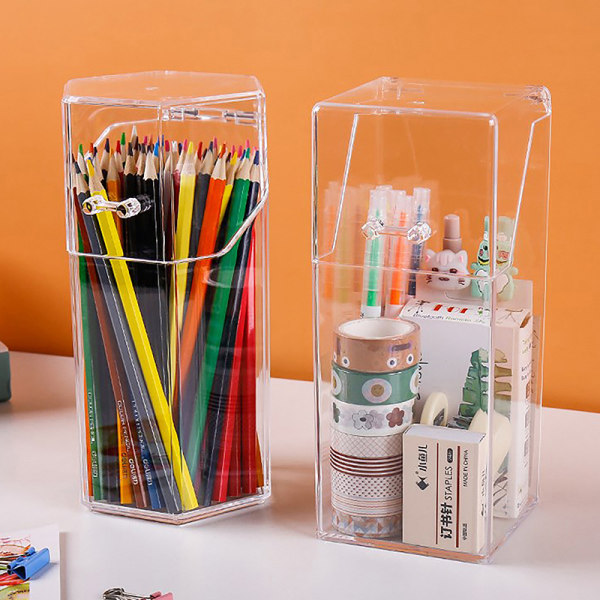 Desktop Organizer Hjemmekontor Oppbevaringsboks Akryl Transparent M A1