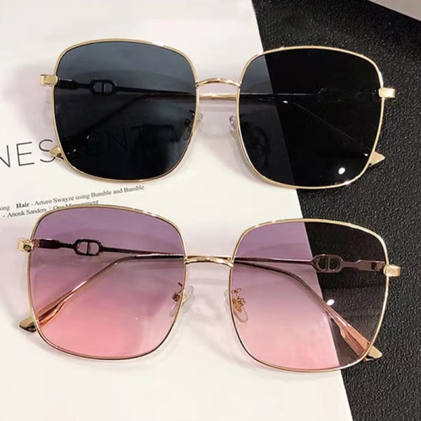 Versjon av Square Metal Frame Gradient Color Solbriller Men And 02