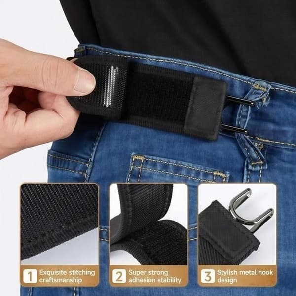 Spennefri Beltekrok Justerbart Midjespenne Elastisk Midjebelte Black 2pcs