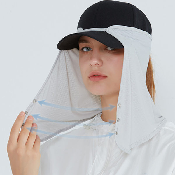 Snabbtorkande cap Face Neck Cap UV-skydd Black