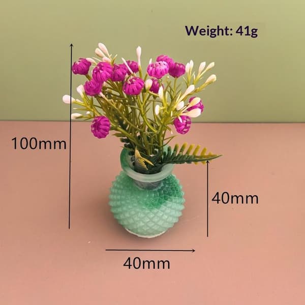 1 st Mini färgglada blommiga krukväxtmodell dockhus simulering V