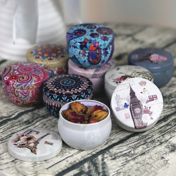 Retro Floral Tin Can Tea Storage Box Candy Gift Case A8