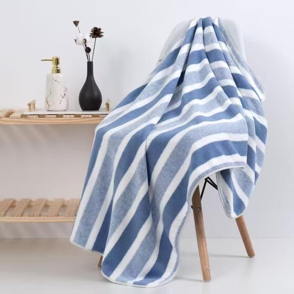 2 stk. stribede mikrofiber badehåndklæder til badeværelse, brusebad, svømning Coffee