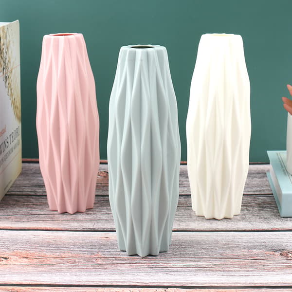 Blomvas Dekoration Hem Plast Vas Vit Imitation Cerami White