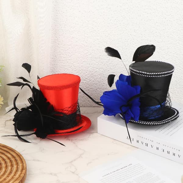 Bryllup Brude Mini Topphatt Hårspenner Fjær Hodeplagg Hår 01