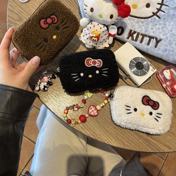Sanrio Hello Kitty e Tecknad Sminkväska Bärbar Liten Artikel CCD Brown