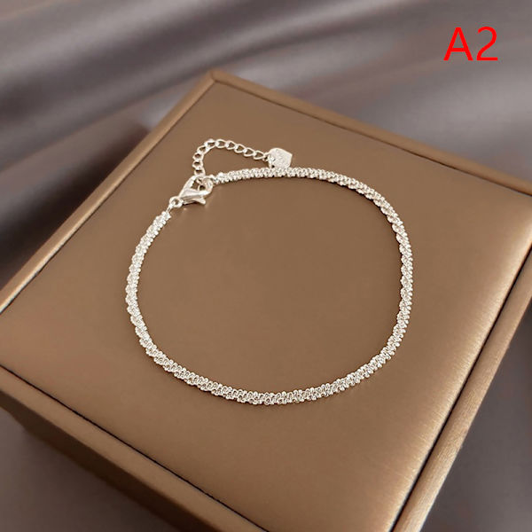 Rustfrit stål Mode Simple Shiny Chain Armbånd Til Kvinder M A2