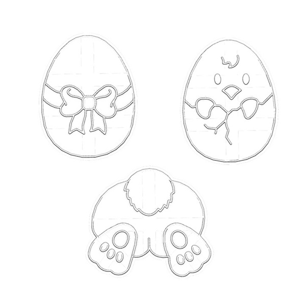 3 stk påskeegg Cookie ter Bunny Chick formet Fondant glasur Bis A