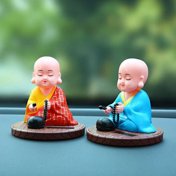 Solar Powered Bobble Rystende Hoved Dansende Legetøj Buddhist Monk Dol red