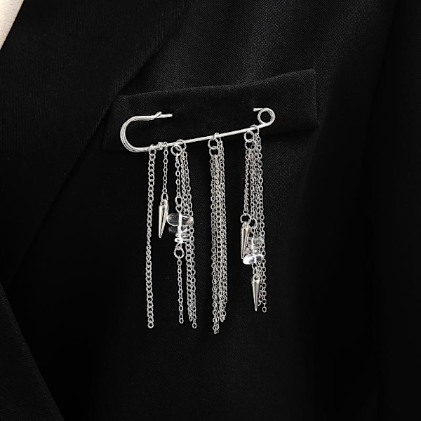 Mode Hjerte Stjerne Kæde Broche Enkel Metal Perle Multi A1