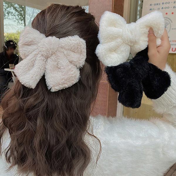 n Stil Høst Vinter Stor Plysj Sløyfe Barrettes Mote Bowknot A4